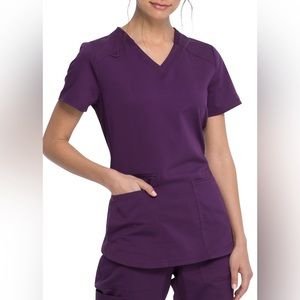 Dickies Balance Eggplant 5 Pocket V-Neck Scrub Top | L